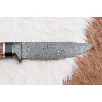 Uniikki Damascus-veitsi 12 cm bocote/eebenpuu