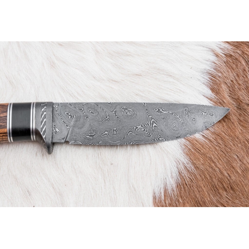 Uniikki Damascus-veitsi 12 cm bocote/eebenpuu
