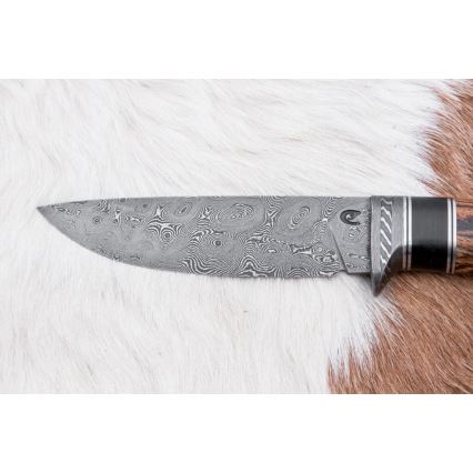 Uniikki Damascus-veitsi 12 cm bocote/eebenpuu