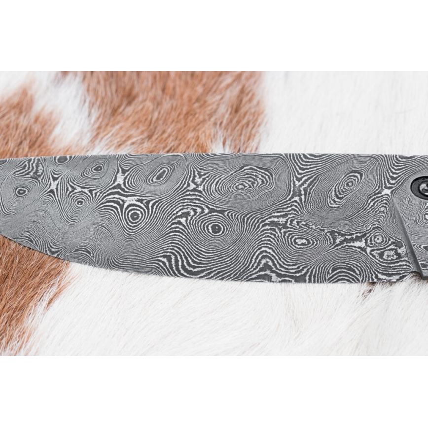 Uniikki Damascus-veitsi 12 cm bocote/eebenpuu