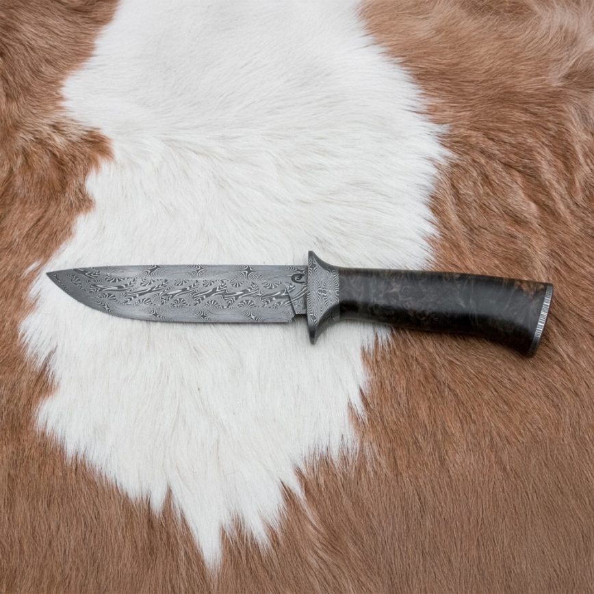 Uniikki Damascus-veitsi 13,8 cm vaahtera