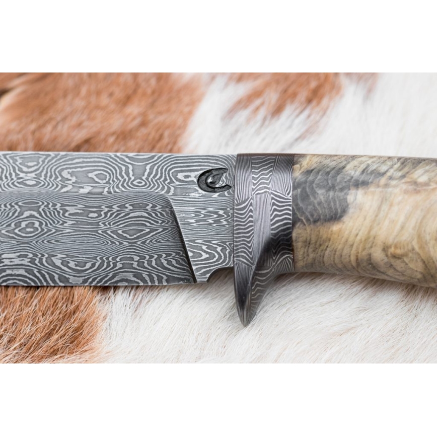 Uniikki Damascus-veitsi 13 cm kastanjapuu