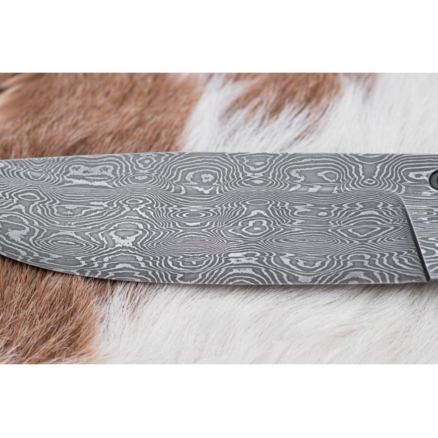 Uniikki Damascus-veitsi 13 cm kastanjapuu