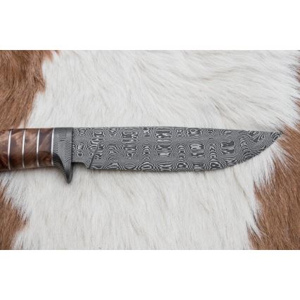 Uniikki Damascus-veitsi 14,4 cm kastanjapuu/mammutinhammas