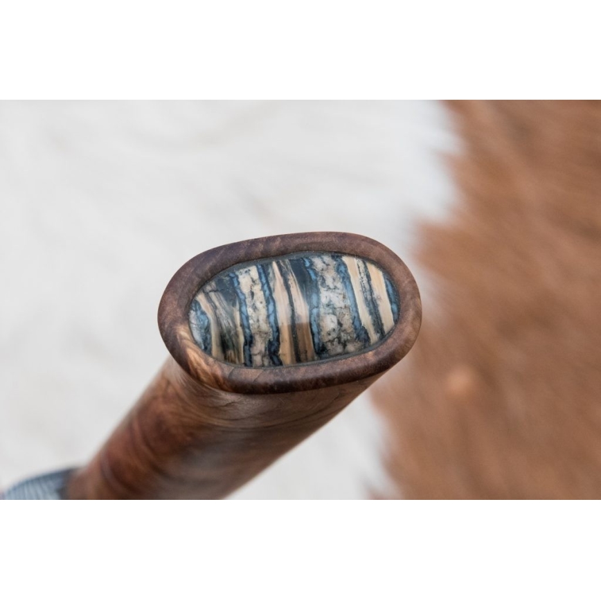 Uniikki Damascus-veitsi 14,4 cm kastanjapuu/mammutinhammas