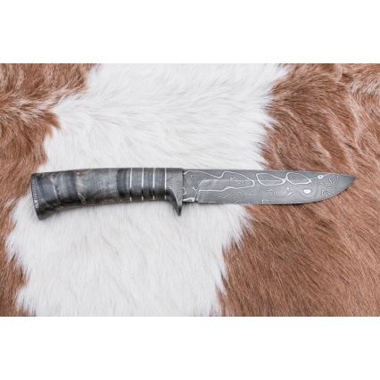 Uniikki Damascus-veitsi 14 cm tuhka