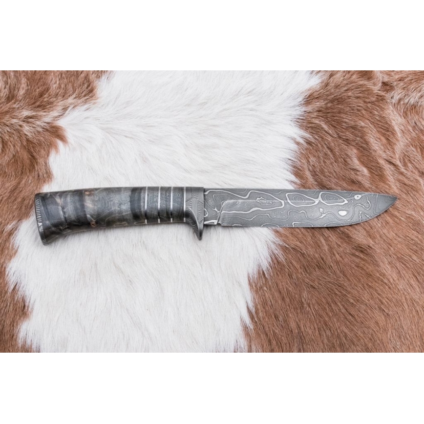 Uniikki Damascus-veitsi 14 cm tuhka