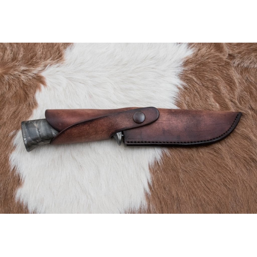 Uniikki Damascus-veitsi 14 cm tuhka