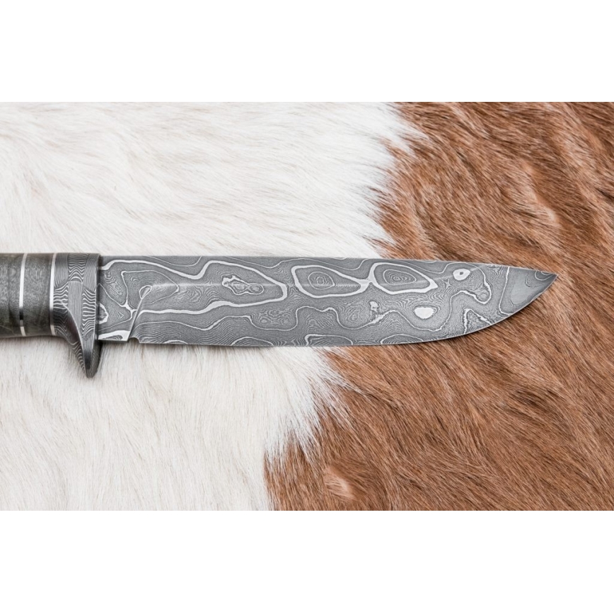 Uniikki Damascus-veitsi 14 cm tuhka