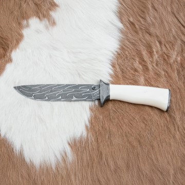 Uniikki Damascus-veitsi 15 cm mammutinhammas