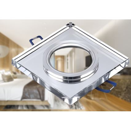 Upotettava alasvalaisin 1xGU10/MR16/10W/230V 9x9 cm kiiltävä kromi