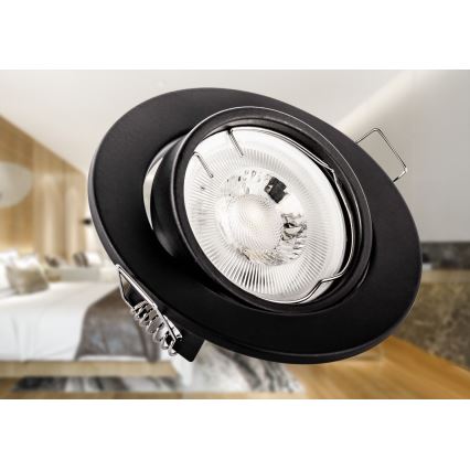 Upotettava alasvalo 1xGU10/MR16/10W/230V, Ø 9 cm, musta