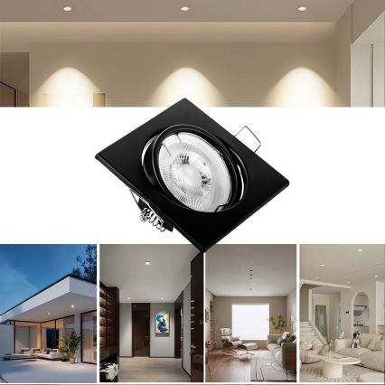 Upotettava kattovalaisin 1xGU10/MR16/10W/230V 9x9 cm musta