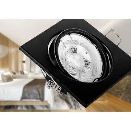 Upotettava kattovalaisin 1xGU10/MR16/10W/230V 9x9 cm musta