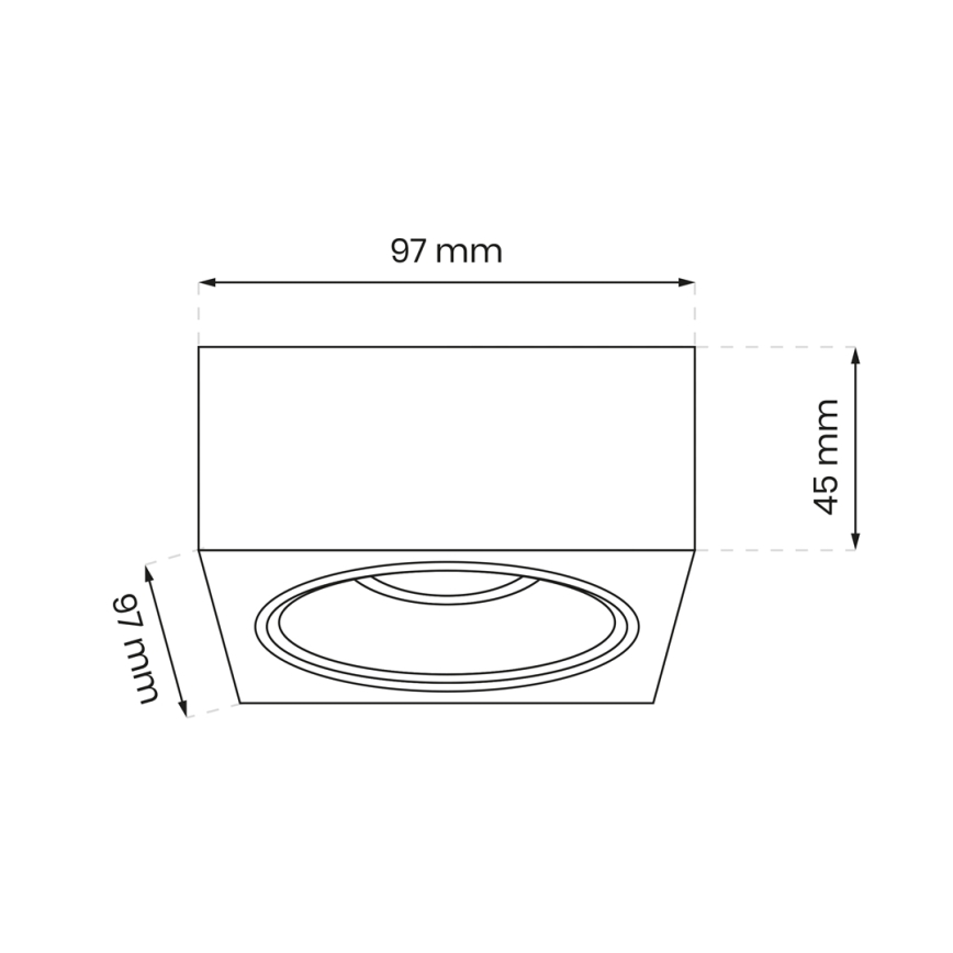 Upotettava kohdevalo BALI 1xGU5,3/MR16/25W/12V neliö musta