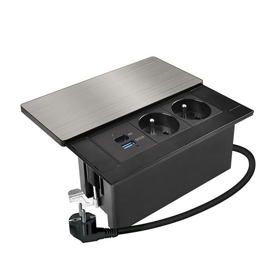 Upotettava pistorasia 20 W langattomalla latauksella, 2 pistorasiaa + USB-A + USB-C