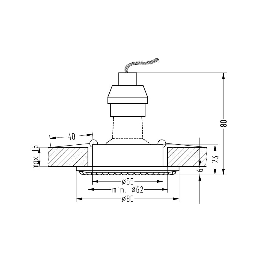 Upotettu valo SOC 1xGU10/50W/230V