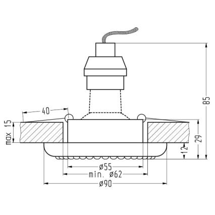 Upotettu valo SOC 1xGU10/50W/230V
