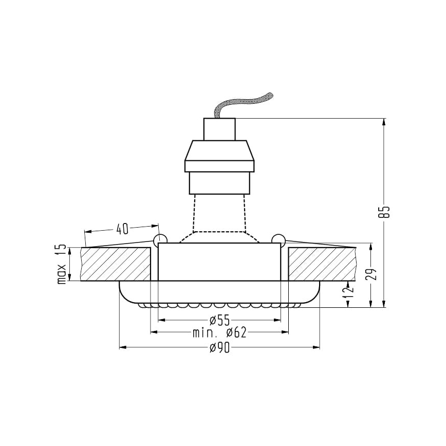 Upotettu valo SOC 1xGU10/50W/230V