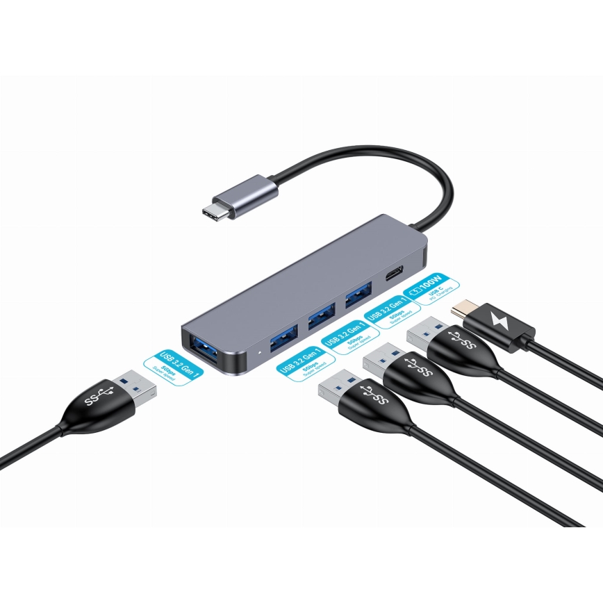 USB-C-hubi 5-in-1 Power Delivery 100 W