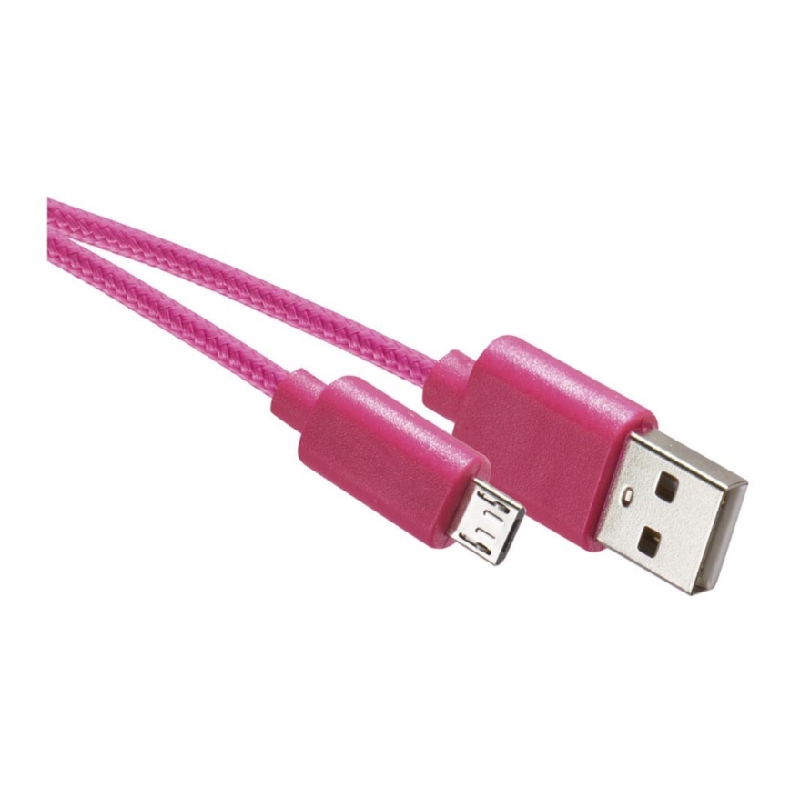 USB-kaapeli USB 2.0 A -liitin / USB B -mikroliitin vaaleanpunainen