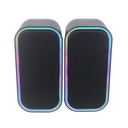 USB Kaiuttimet kanssa RGB taustavalo 2x3W/5V musta