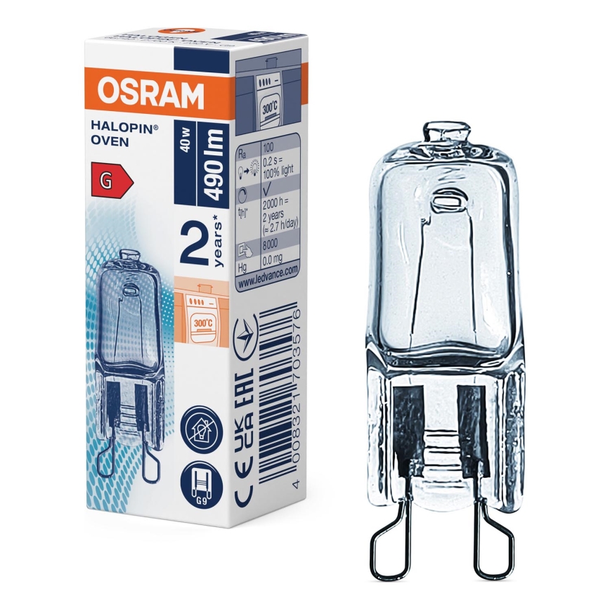 Uunilamppu HALOPIN G9/40W/230V 2700K - Osram