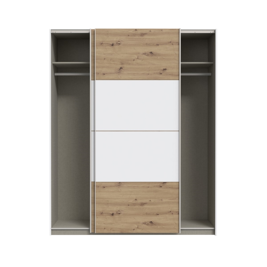 Vaatekaappi KARO 170x210 cm valkoinen/artisaanitammi