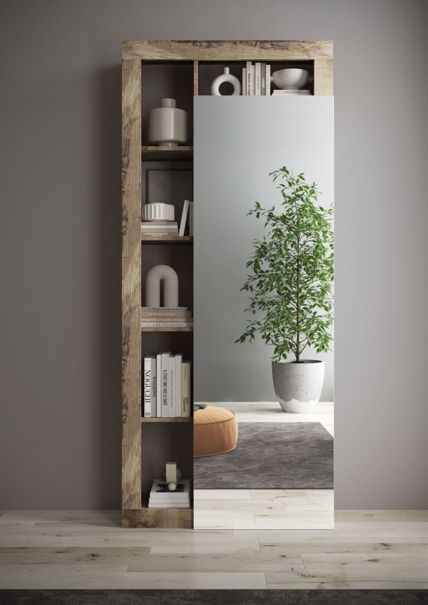 Vaatekaappi LENOR 91x209 cm valkoinen/ruskea