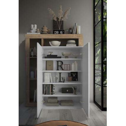 Vaatekaappi LENOR valkoinen/vaalea tammi