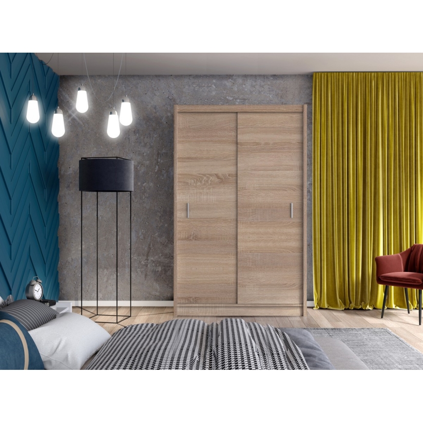 Vaatekaappi liukuovilla SAPHIRA 150x215 cm sonoma-tammi