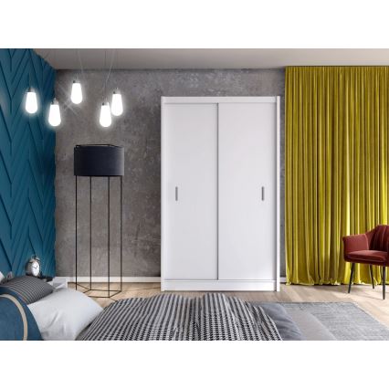 Vaatekaappi liukuovilla SAPHIRA 150x215 cm valkoinen