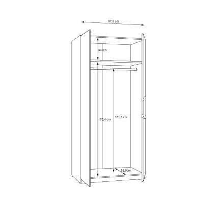 Vaatekaappi MARO 100x213 cm artisan-tammi