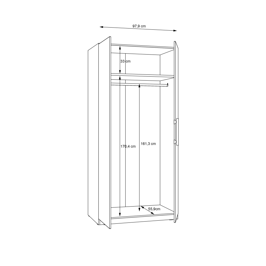 Vaatekaappi MARO 100x213 cm artisan-tammi