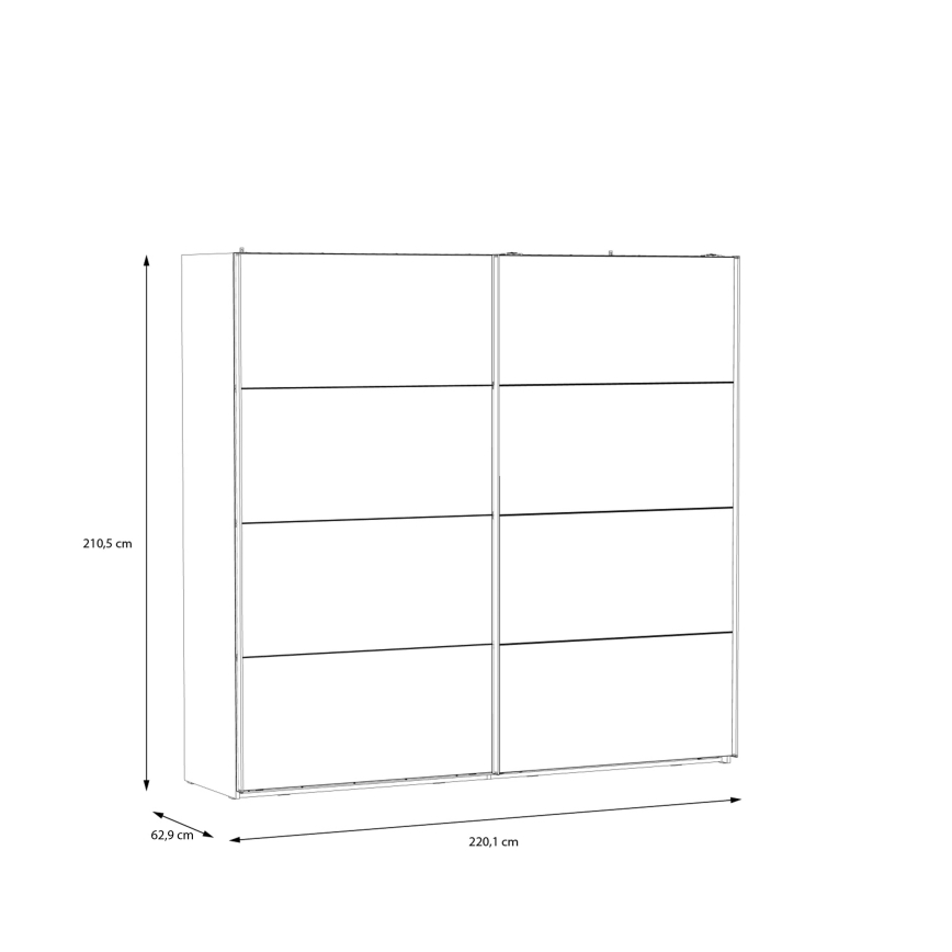 Vaatekaappi peilillä OREN 220x210 cm artisan-tammi