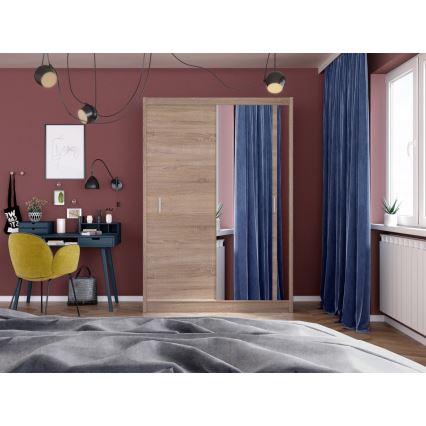 Vaatekaappi peilillä SABRINA 150x215 cm sonoma-tammi