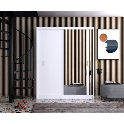 Vaatekaappi peilillä SABRINA 180x215 cm valkoinen