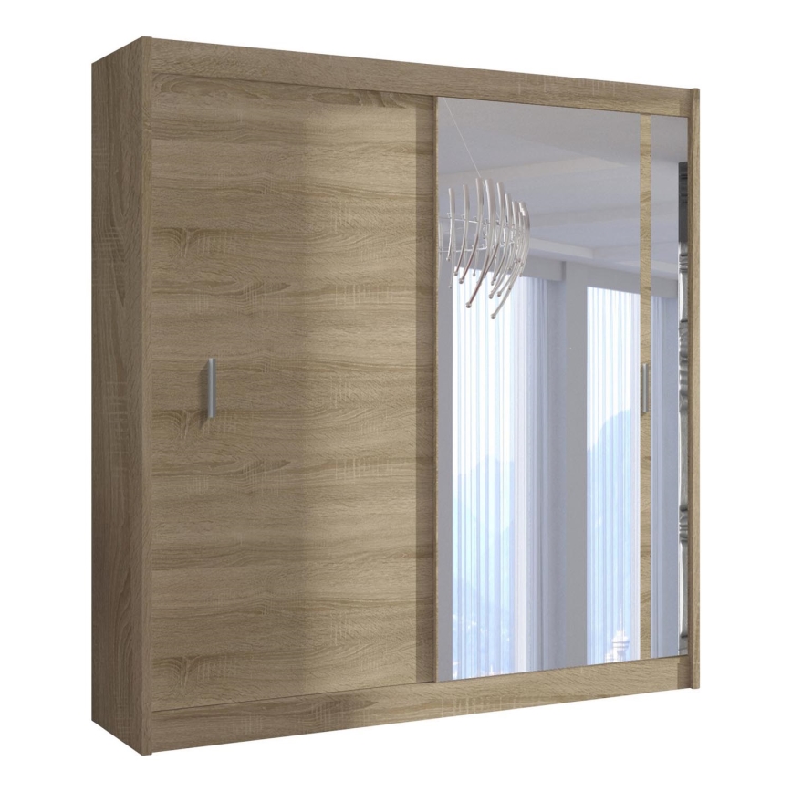 Vaatekaappi peilillä SABRINA 203x215 cm sonoma-tammi