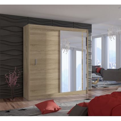 Vaatekaappi peilillä SABRINA 203x215 cm sonoma-tammi