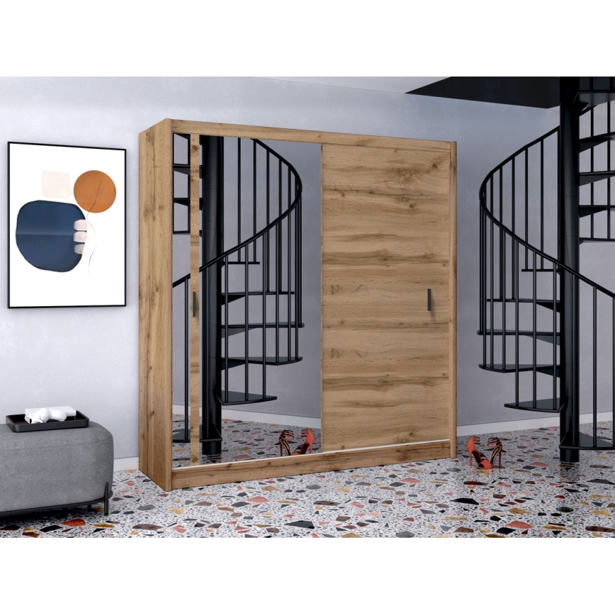 Vaatekaappi peilillä SABRINA 203x215 cm woltan tammi