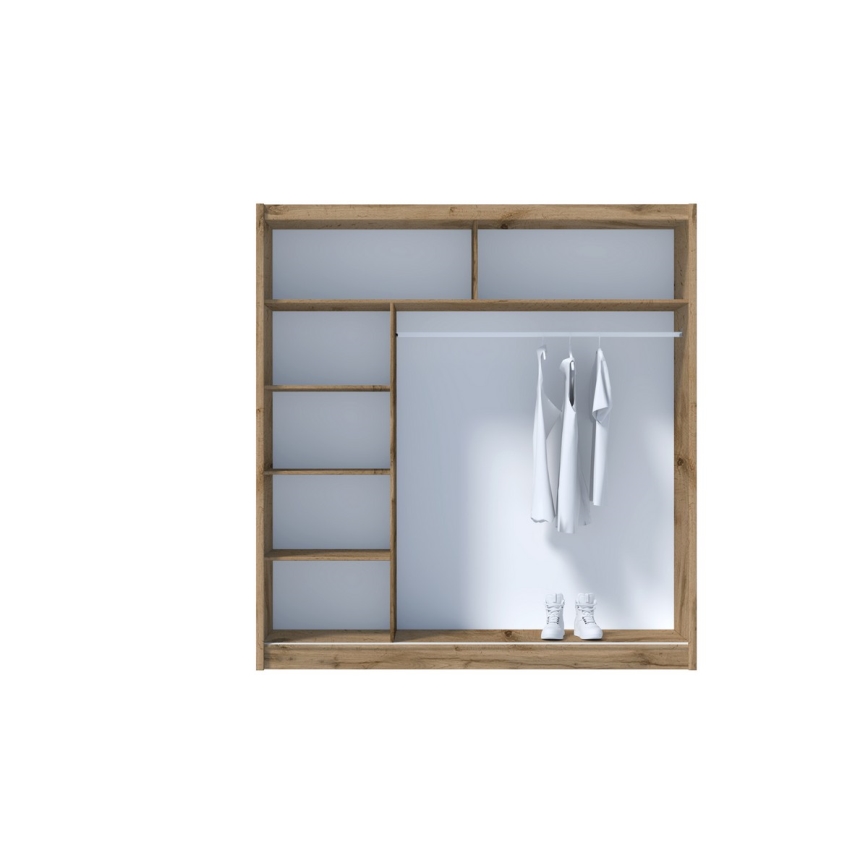 Vaatekaappi peilillä SABRINA 203x215 cm woltan tammi
