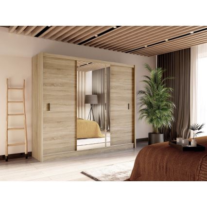 Vaatekaappi peilillä SABRINA 250x215 cm sonoma-tammi