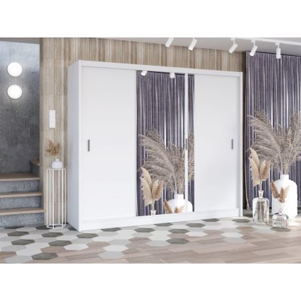 Vaatekaappi peilillä SABRINA 250x215 cm valkoinen