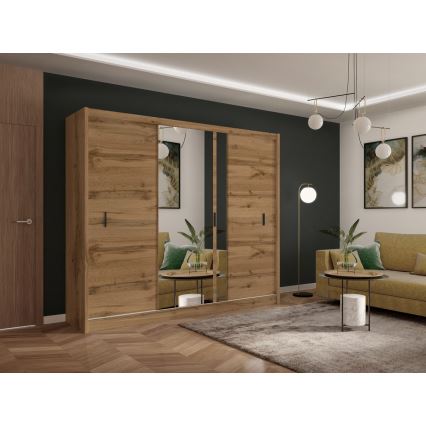 Vaatekaappi peilillä SABRINA 250x215 cm woltan tammi