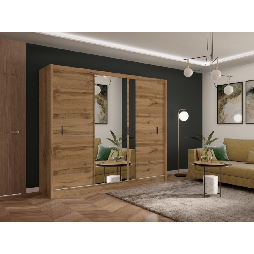 Vaatekaappi peilillä SABRINA 250x215 cm woltan tammi
