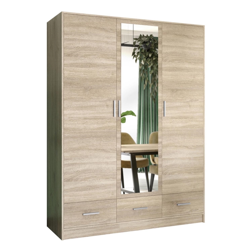 Vaatekaappi peilillä SANNA 150x215 cm sonoma-tammi