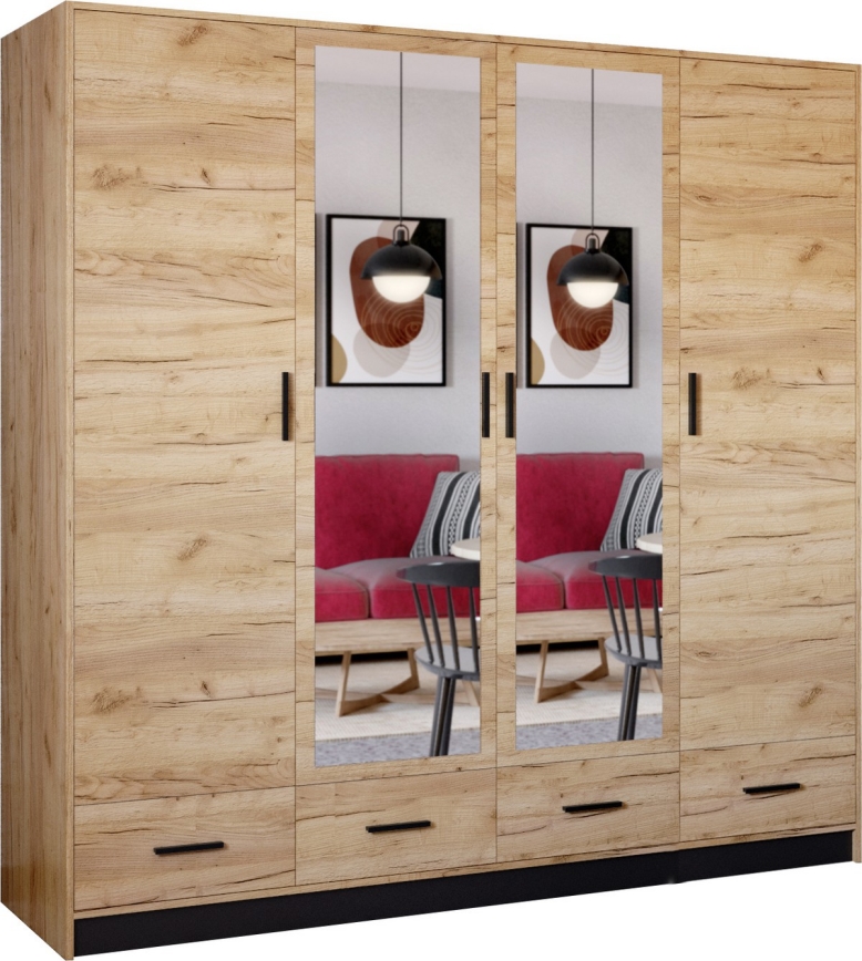 Vaatekaappi peilillä SANNA 200x215 cm craft-tammi