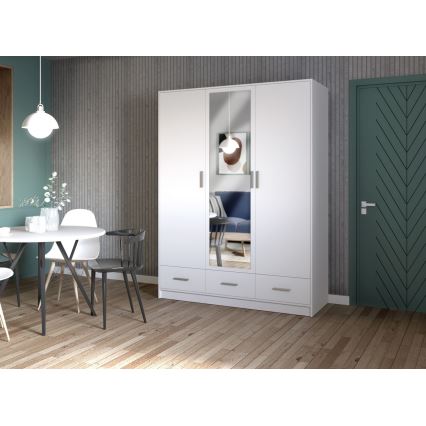 Vaatekaappi peilillä SANNA 150x215 cm valkoinen