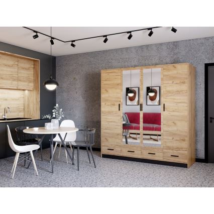 Vaatekaappi peilillä SANNA 200x215 cm craft-tammi
