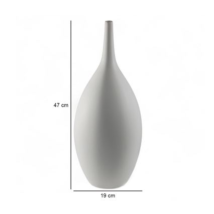 Valkoinen keramiikkamaljakko, korkeus 47 cm